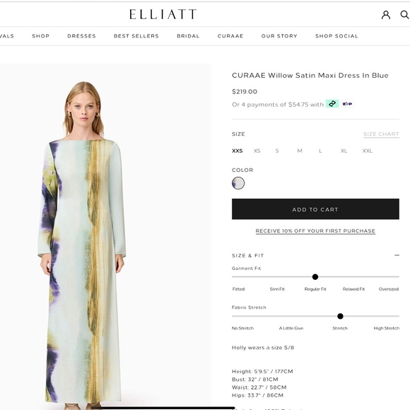 CURAAE Willow Satin Maxi Dress In Blue - Picture 3 of 3